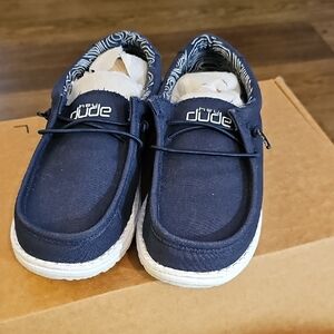 Hey Dude Kids Navy Slip-On Canvas Sneakers with White Soles